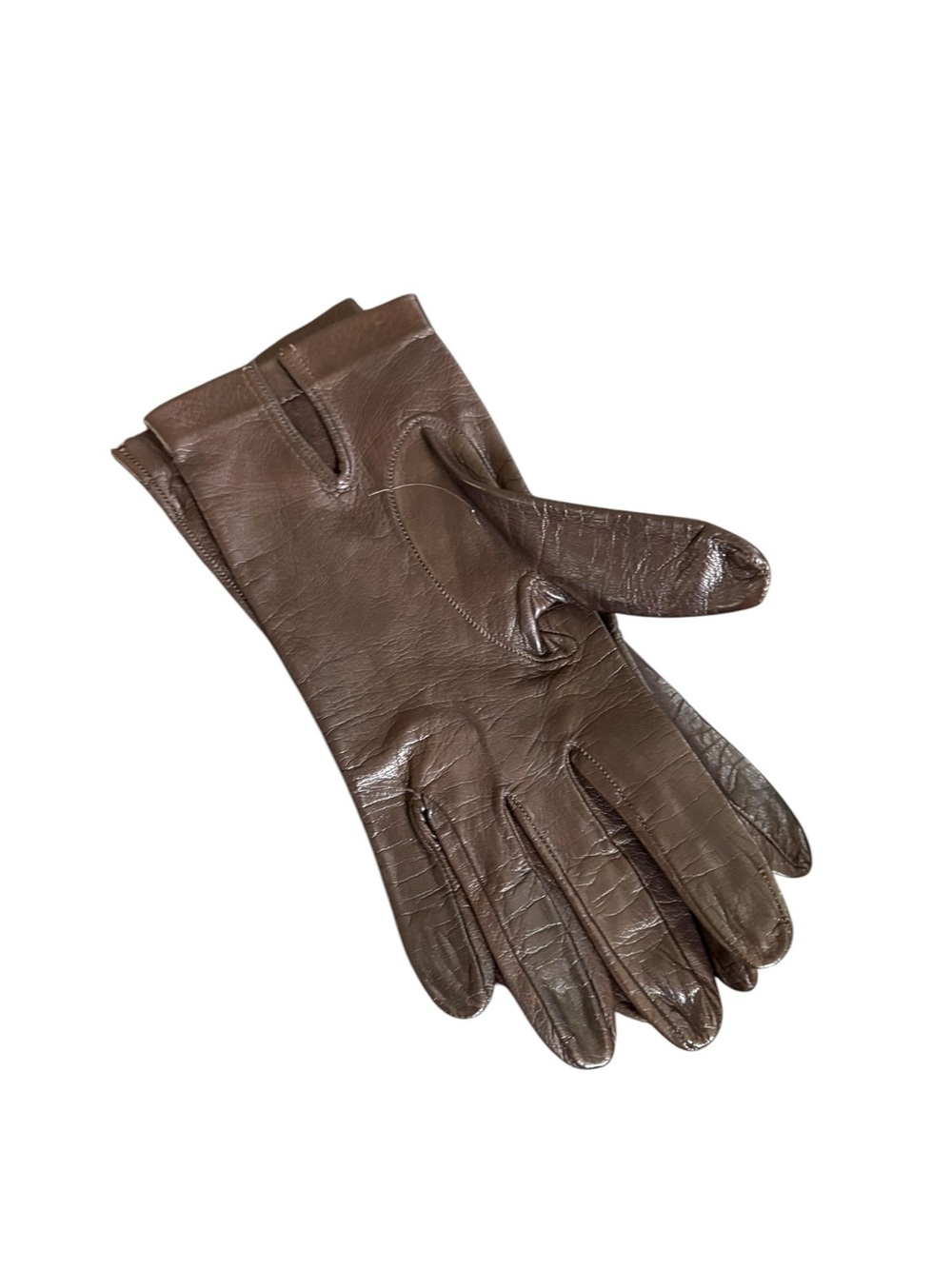 Italian Leather Unlined Fitted Gloves Sz 7.5 Chocolate Brown Winter Sleek Dressy